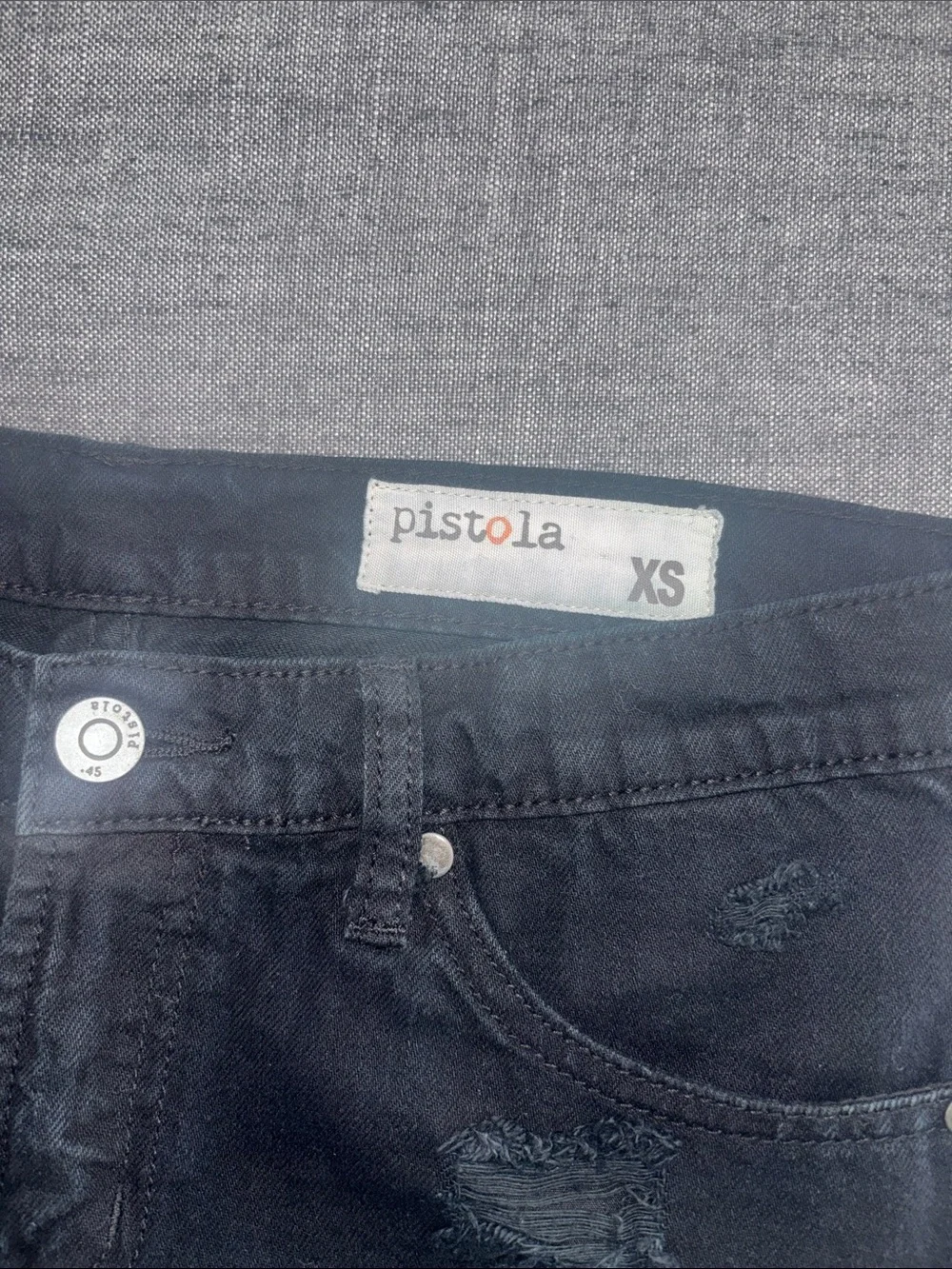 pistola Black Distressed Cutoff Denim Shorts